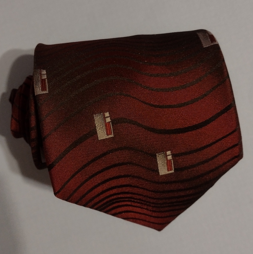 David Taylor red and silver design men's necktie
